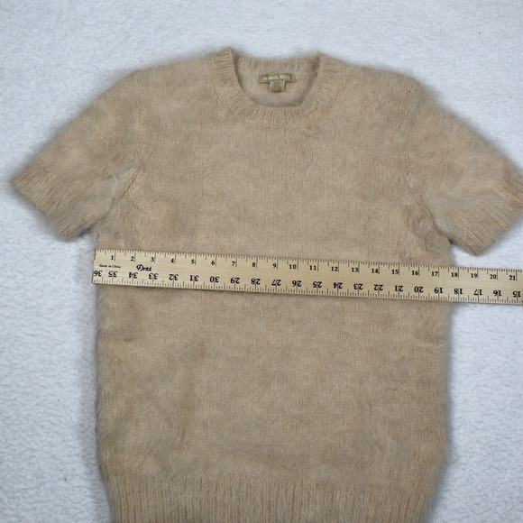 Michael Kors 80% Angora Sweater Women Medium Tan Nude Fuzzy Luxury Soft Designer - Picture 4 of 11